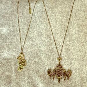 Two Lavishly pendant antique gold necklaces